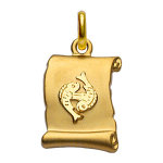 Pendentif en plaqu or zodiaque parchemin simple poissons