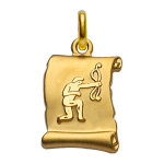 Pendentif en plaqu or zodiaque parchemin simple sagittaire