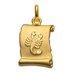 Pendentif en plaqu or zodiaque parchemin simple scorpion