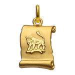 Pendentif en plaqu or zodiaque parchemin simple taureau