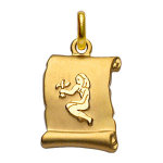 Pendentif en plaqu or zodiaque parchemin simple vierge