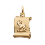Pendentif en vermeil brillant parchemin fond sable zodiaque b�lier