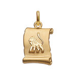 Pendentif en vermeil brillant parchemin fond sable zodiaque lion