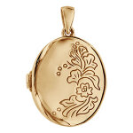 Pendentif en vermeil cassolette ovale avec fleur grav�es