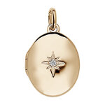 Pendentif en vermeil cassolette ovale avec un oxyde blanc serti - petit mod�le