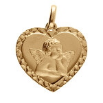 Pendentif en vermeil coeur contour diamant� avec ange