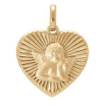 Pendentif en vermeil coeur rayonnant diamant� avec ange - dim 15 x 16