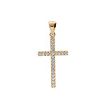 Pendentif en vermeil croix avec oxydes blancs 25 x 14mm