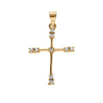 Pendentif en vermeil croix avec oxydes blancs sertis - 20x15mm
