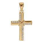 Pendentif en vermeil croix avec oxydes blancs sertis - 23x17mm