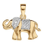 Pendentif en vermeil elephant avec oxydes blancs sertis