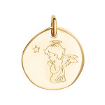 Pendentif en vermeil galet ange priere - 18mm