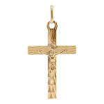 Pendentif en vermeil j�sus christ sur croix diamant�e - 34mm x 20mm