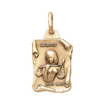 Pendentif en vermeil massif vieilli grand parchemin balance