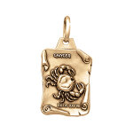 Pendentif en vermeil massif vieilli grand parchemin cancer