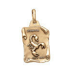 Pendentif en vermeil massif vieilli grand parchemin scorpion