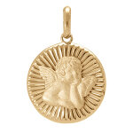 Pendentif en vermeil m�daille 15mm diamant�e avec ange