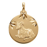Pendentif en vermeil m�daille 15mm diamant�e zodiaque b�lier