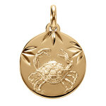 Pendentif en vermeil m�daille 15mm diamant�e zodiaque cancer