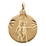 Pendentif en vermeil m�daille 15mm diamant�e zodiaque gemeaux