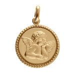 Pendentif en vermeil m�daille diamant� avec ange - 15mm