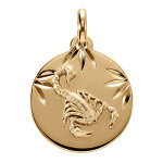 Pendentif en vermeil rhdoie m�daille 15mm diamant�e zodiaque scorpion