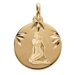 Pendentif en vermeil rhdoie m�daille 15mm diamant�e zodiaque vierge