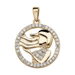 Pendentif en vermeil signe du zodiaque vierge et contour d'oxydes blancs sertis
