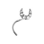 Piercing de nez en acier demi lune avec oxydes blancs