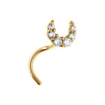Piercing de nez en acier dor demi lune pare d'oxydes blancs