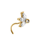 Piercing de nez en acier dor fleur oxydes blancs