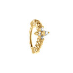 Piercing de nez en acier doré nez avec oxydes blancs au milieu Piercing de nez en acier doré nez avec oxydes blancs au milieu