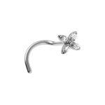 Piercing de nez en acier fleur quatre ptales en oxyde blanc