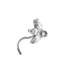 Piercing de nez acier oxydes blancs forme fleur