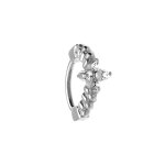 Piercing de nez en acier avec oxydes blancs au milieu Piercing de nez en acier avec oxydes blancs au milieu