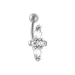 Piercing de nombril en acier croix d'oxydes blancs Piercing de nombril en acier croix d'oxydes blancs