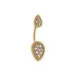 Piercing nombril en acier doré forme goutte décorée d'oxydes blancs Piercing nombril en acier doré forme goutte décorée d'oxydes blancs