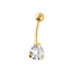 Piercing nombril en acier dore pierre blanche synth�tique