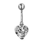 Piercing de nombril en acier avec oxyde blanc en forme de coeur Piercing de nombril en acier avec oxyde blanc en forme de coeur