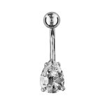 Piercing de nombril en acier avec oxyde blanc en forme de goutte Piercing de nombril en acier avec oxyde blanc en forme de goutte