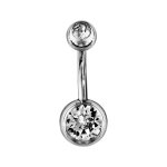 Piercing de nombril en acier et avec oxydes blancs sur les boules Piercing de nombril en acier et avec oxydes blancs sur les boules