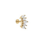 Piercing oreille en acier dor� helix, tragus avec 5 oxydes blancs