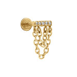 Piercing oreille en acier dor hlix, tragus avec chainette