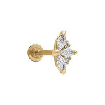 Piercing oreille en acier dor hlix, tragus fleur oxydes blancs
