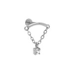 Piercing oreille en acier helix oxyde blanc avec chainette
