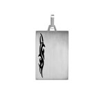 Plaque en acier satin rectangulaire g. i 21x33mm avec motif tribal sur cot
