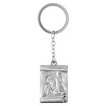 Porte - clefs en acier avec parchemin motif saint christophe