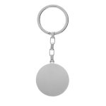 Porte clef en acier plaque ronde satine  graver avec chanette brillante