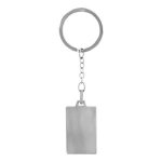 Porte - clef en acier satin avec plaque g. i. rectangulaire  graver - dimensions 20mm x 32mm
