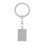 Porte clef en acier satin avec plaque rectangulaire  graver 24x18mm